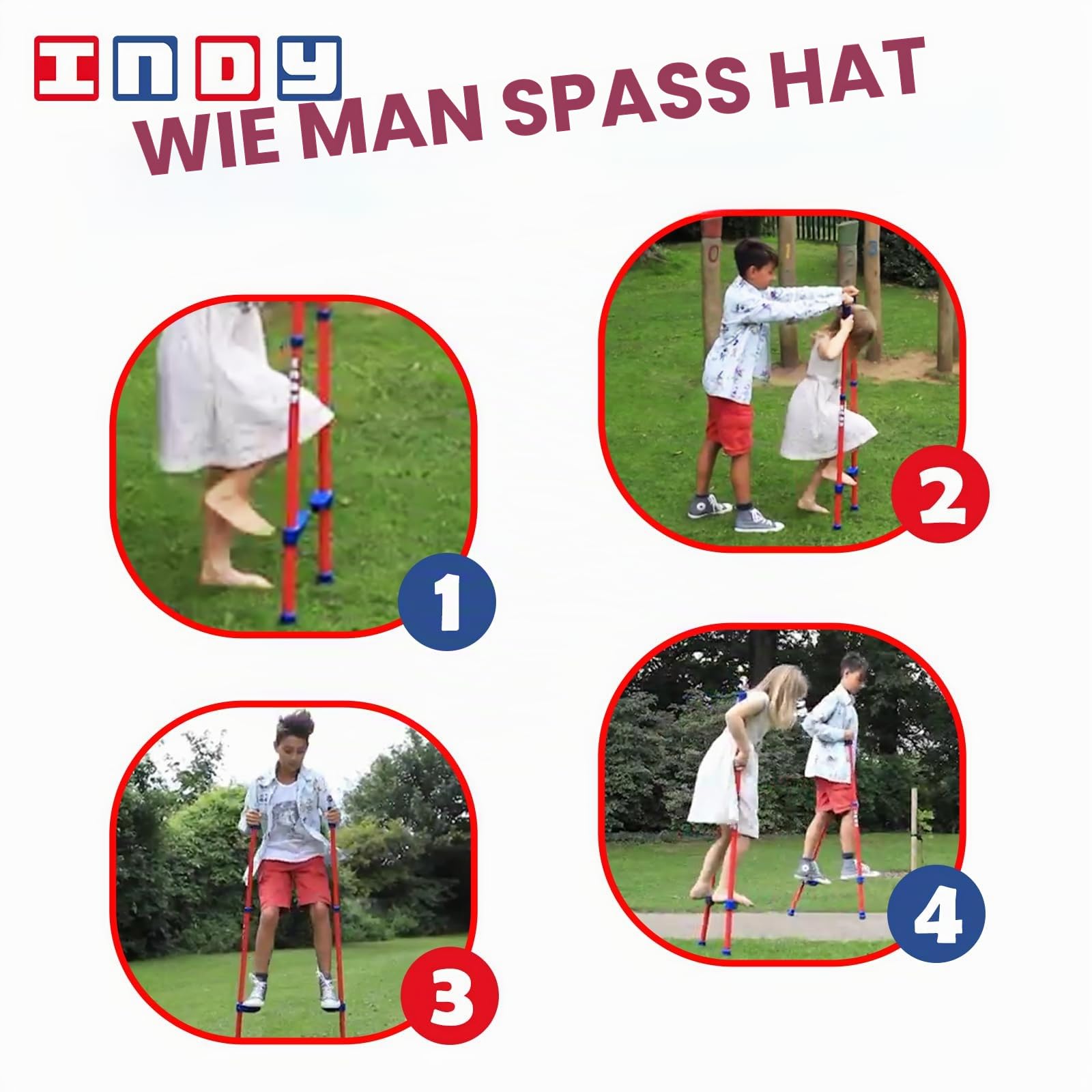 Indy - Steady Stelzen | Voll Verstellbare Und rutschfeste Stelzen Für Kinder Im Alter Von 7-12 Jahren Und Bis 50 kg Geeignet