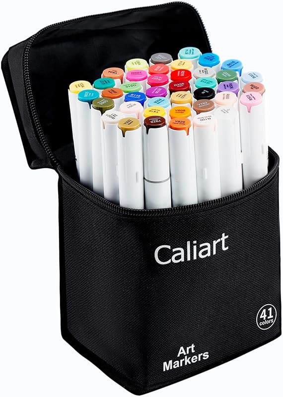 Alcohol Markers 41 Colors Fine & Chisel Dual Tip Coloring Markers | Permanent Sketch Art Markers Set for Beginners Artists Adult Coloring Books Drawing Illustration Painting School Art Supplies