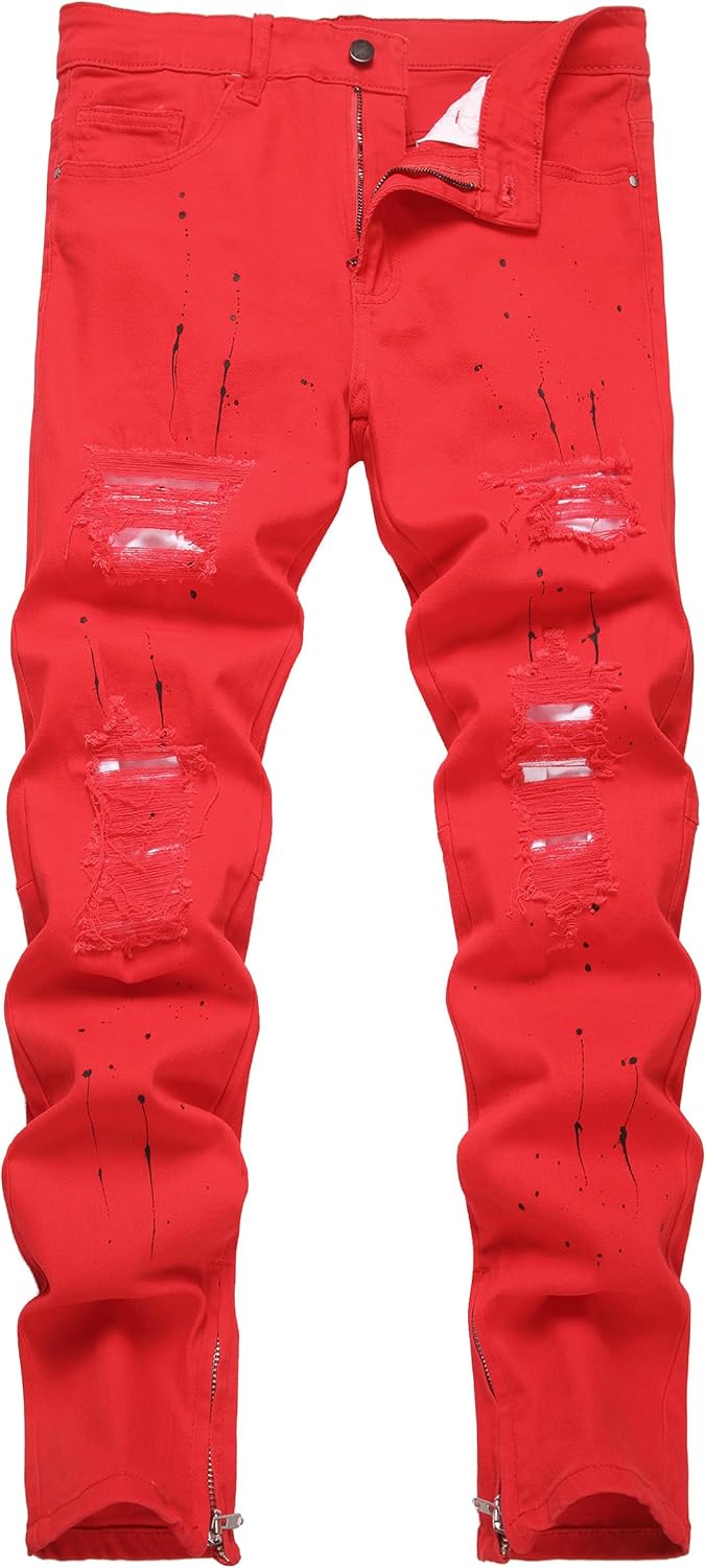 Men's Ripped Jeans Slim Fit Stretch Jeans Distressed Fashion Comfort Pants