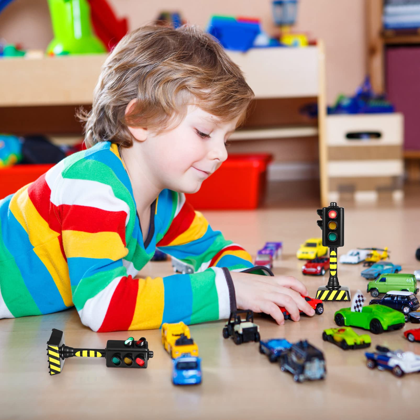 TOYANDONA Lot de 2 feux de circulation pour enfants - Jouet de simulation - Jouet éducatif pour enfants
