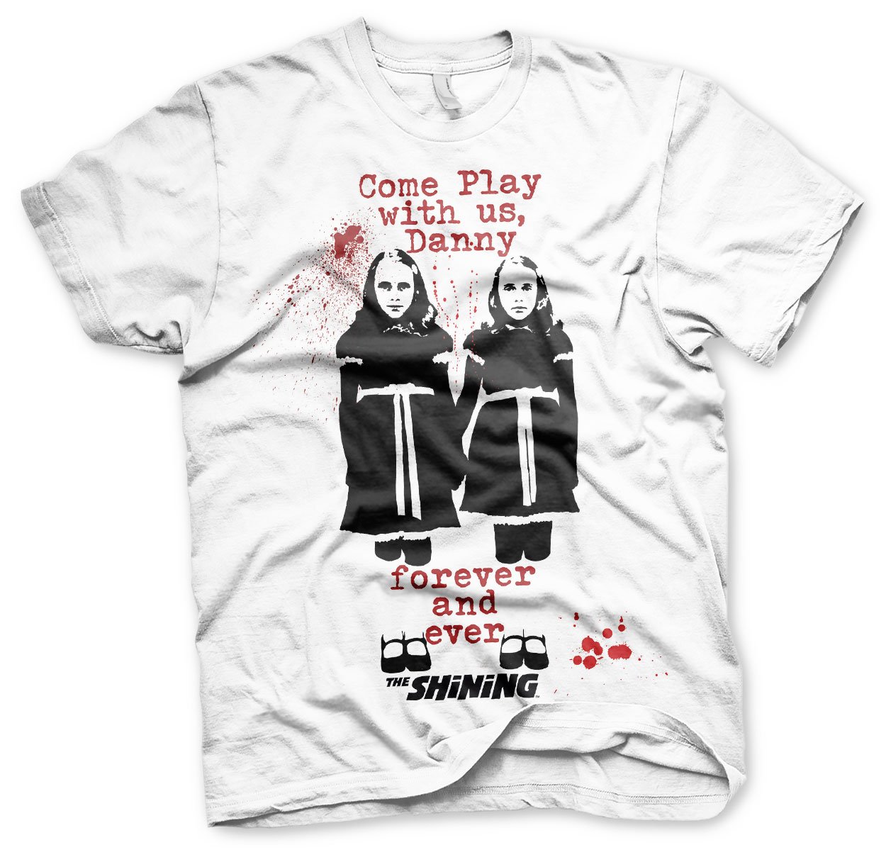 The Shining Officially Licensed Come Play Men’s T-Shirt (White), Large