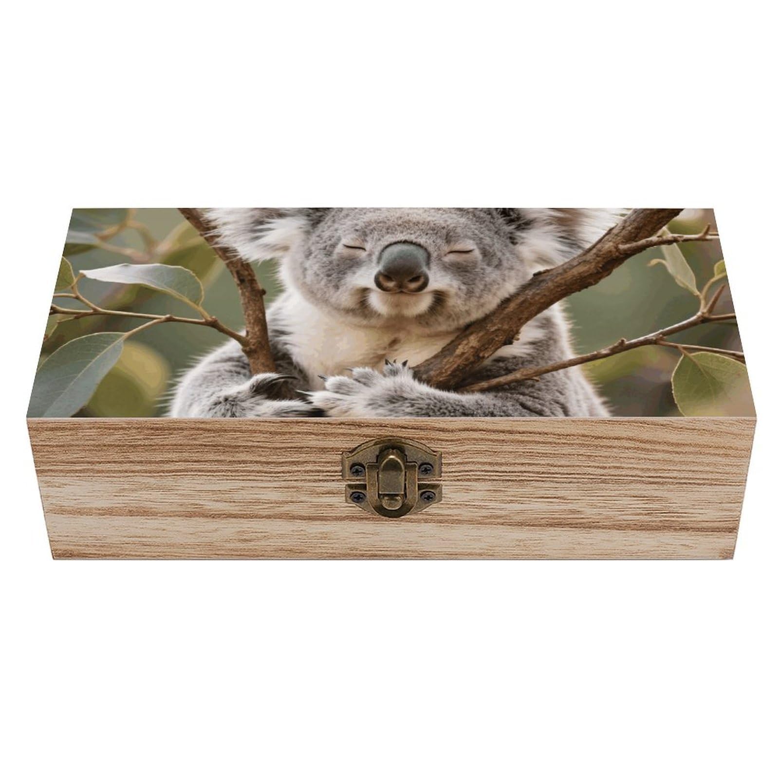 FodPand Decorative Keepsake Box Wooden Storage Boxes with Hinged Lid Handmade Koala Wood Organizer Memory Treasure Box for Jewelry Craft Card Photo Storage Wedding Bridal Shower Gifts