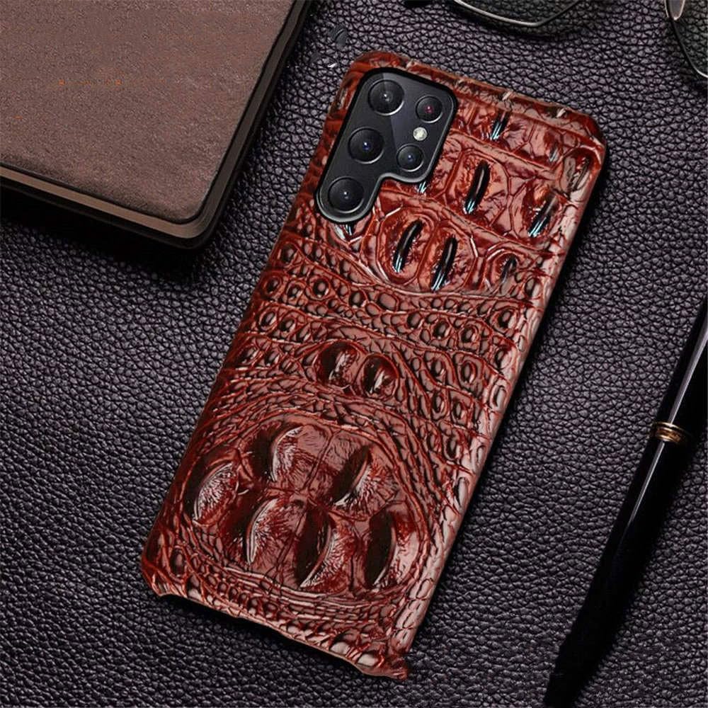 Generic case Compatible with Samsung Galaxy S26 (Couleur : Coffee) Genuine Leather 3D Hard Back Cover Case