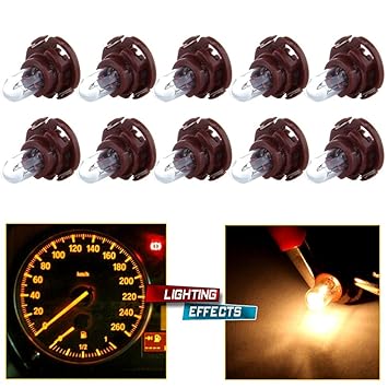 cciyu 10 Pack Warm White T5/T4.7 Neo Wedge Halogen Instrument Dash A/C Climate Control Bulbs 12V