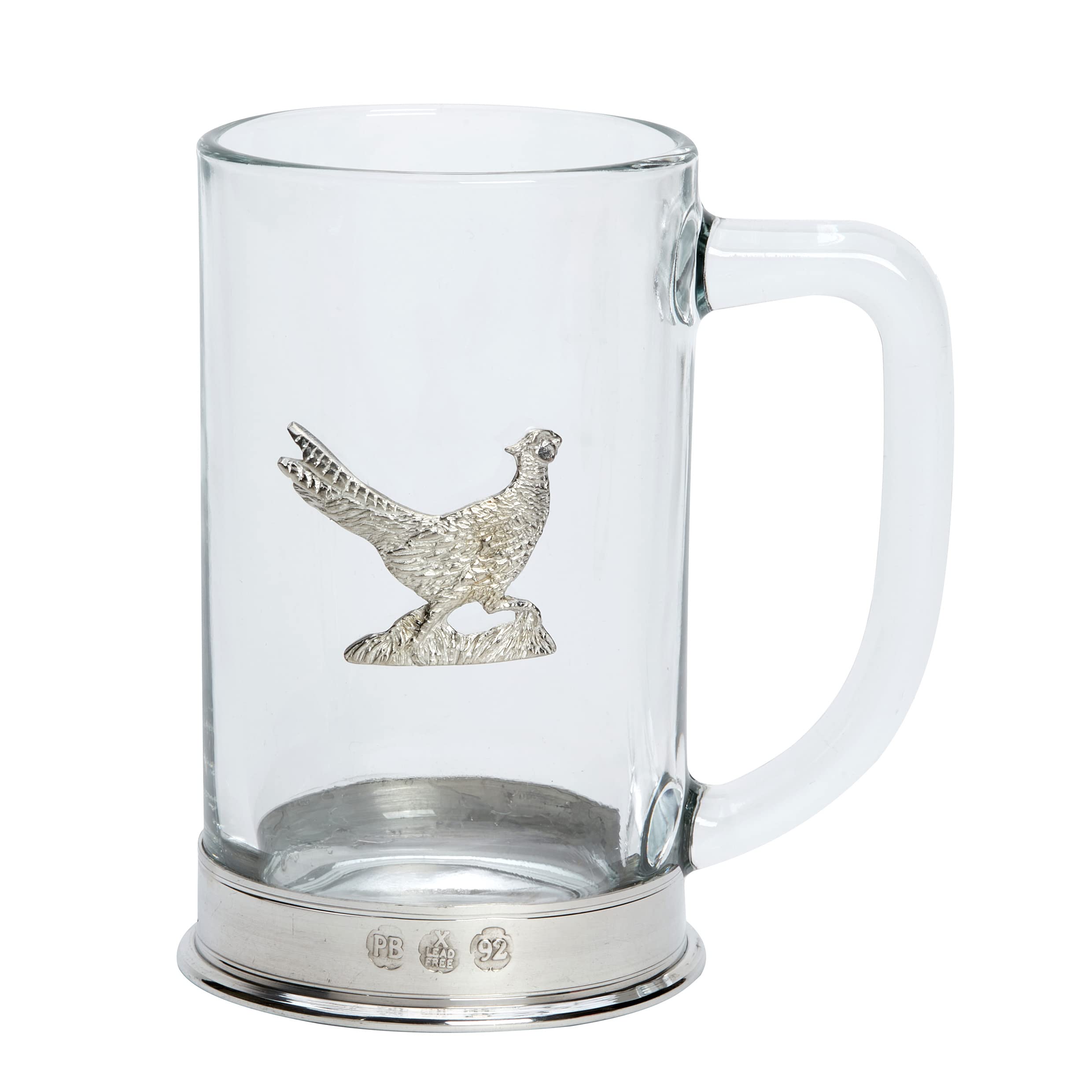 Chope de bière en verre sans plomb avec motif faisan marchant 535 ml