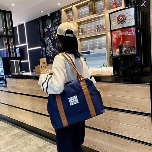 Miniatura 2 de Bolsa de viaje para mujer, bolsa de hombro para fin de semana, bolsa de deporte, gimnasio, bolsa de mano, impermeable, Y-azul