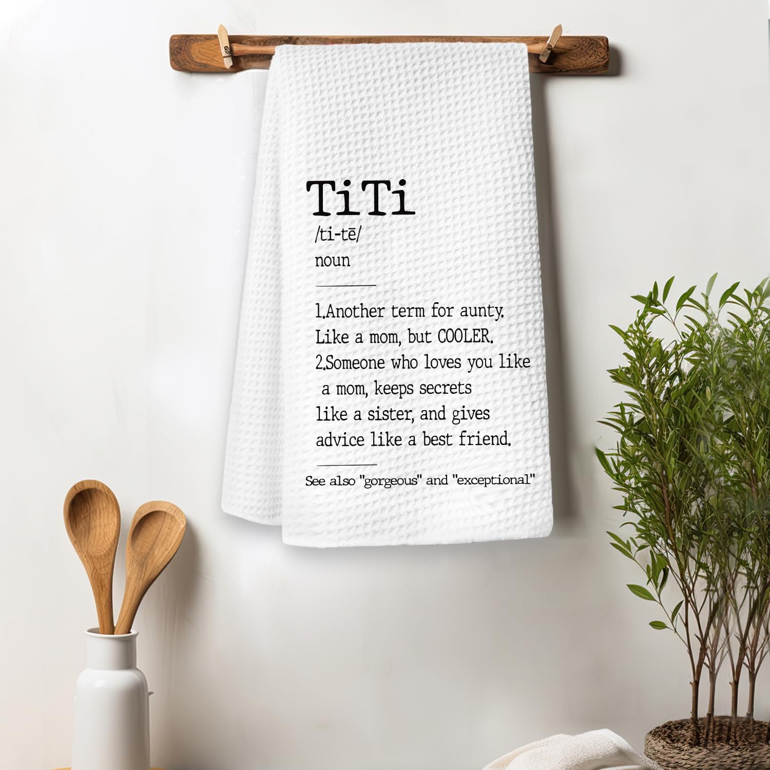 Titi Auntie Gifts Kitchen Towels, Titi Aunt Gifts for Mother's Day Dish Tea Towels for Kitchen, Auntie Aunt Gifts from Niece Nephew Decorative Hand Towels for Bathroom, 16x24 Inch