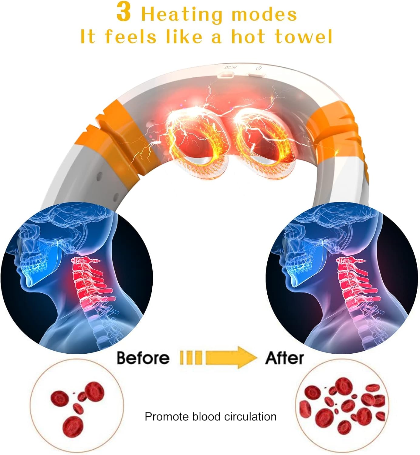 FSA Eligible Neck Massager with Heat for Pain Relief,Wearable Deep Tissue Trigger Point Massager with 9 Modes 50 Levels,Cordless for Home Travel Use - Image 5