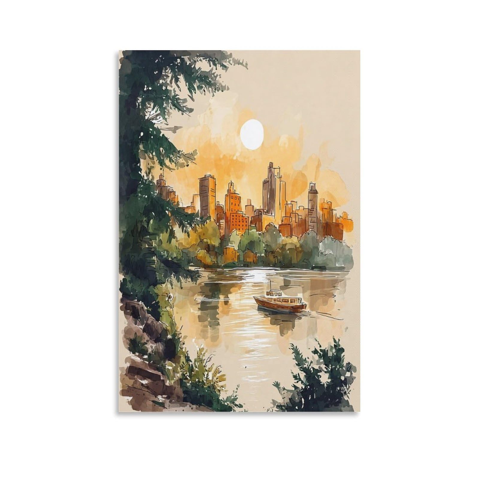 XWYMXZ Minnesota Watercolor Painting 20x30inch(50x75cm) Vintage Travel Poster Watercolor Canvas Art