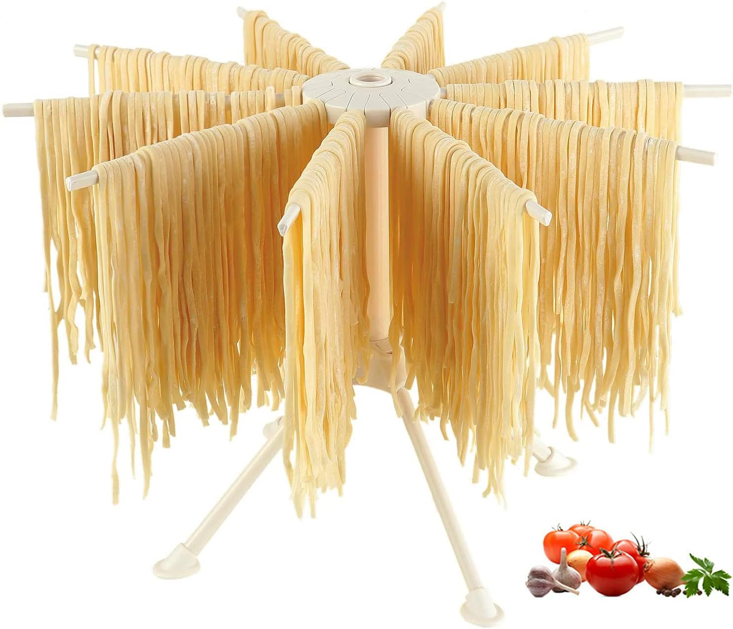 Pasta Drying Rack Collapsible Pasta Rack Spaghetti Drying Rack Pasta Maker Noodle Dryer Rack With 10 Bar Handles (Off-White)