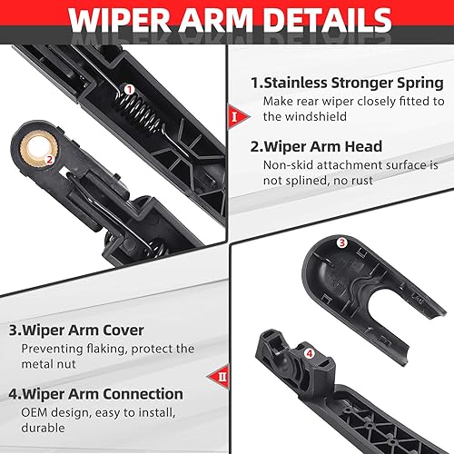 Miniatura 2 de Repuesto para Hyundai Tucson 2010-2015, juego de limpiaparabrisas trasero - OTUAYAUTO Factory OEM Style 988111H000