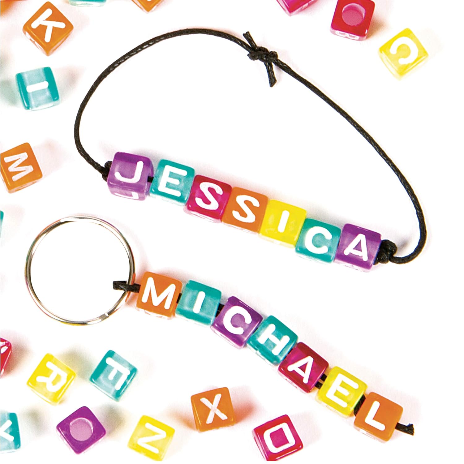 Baker Ross EF330 Alphabet Cube Beads - Pack of 450, Pony Bead Crafts for Kids Arts and Crafts and Jewelry Making