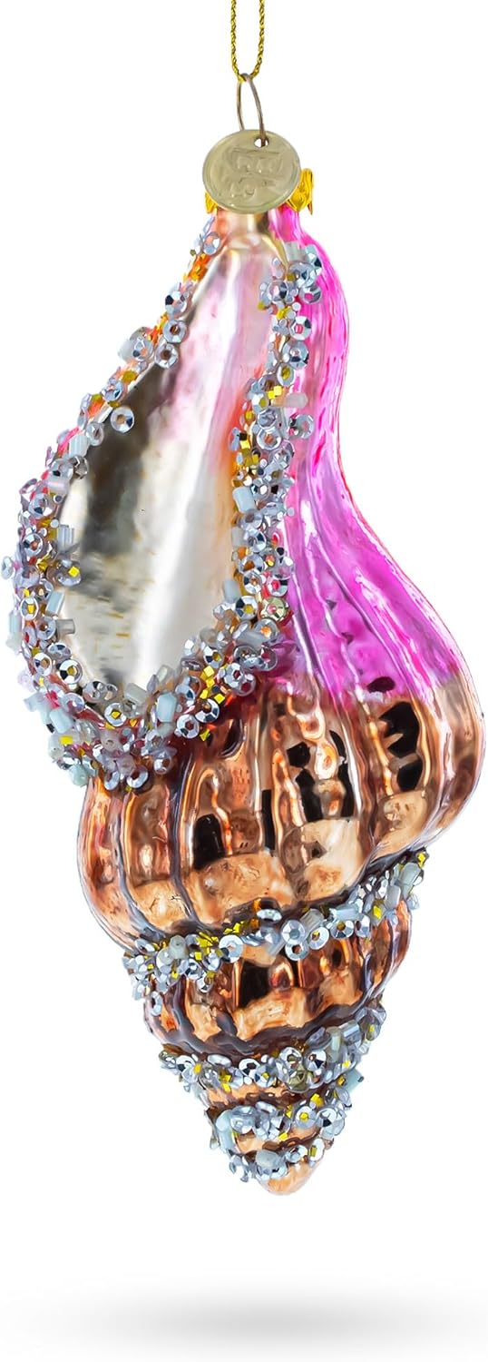 Conch Shell Blown Glass Christmas Ornament