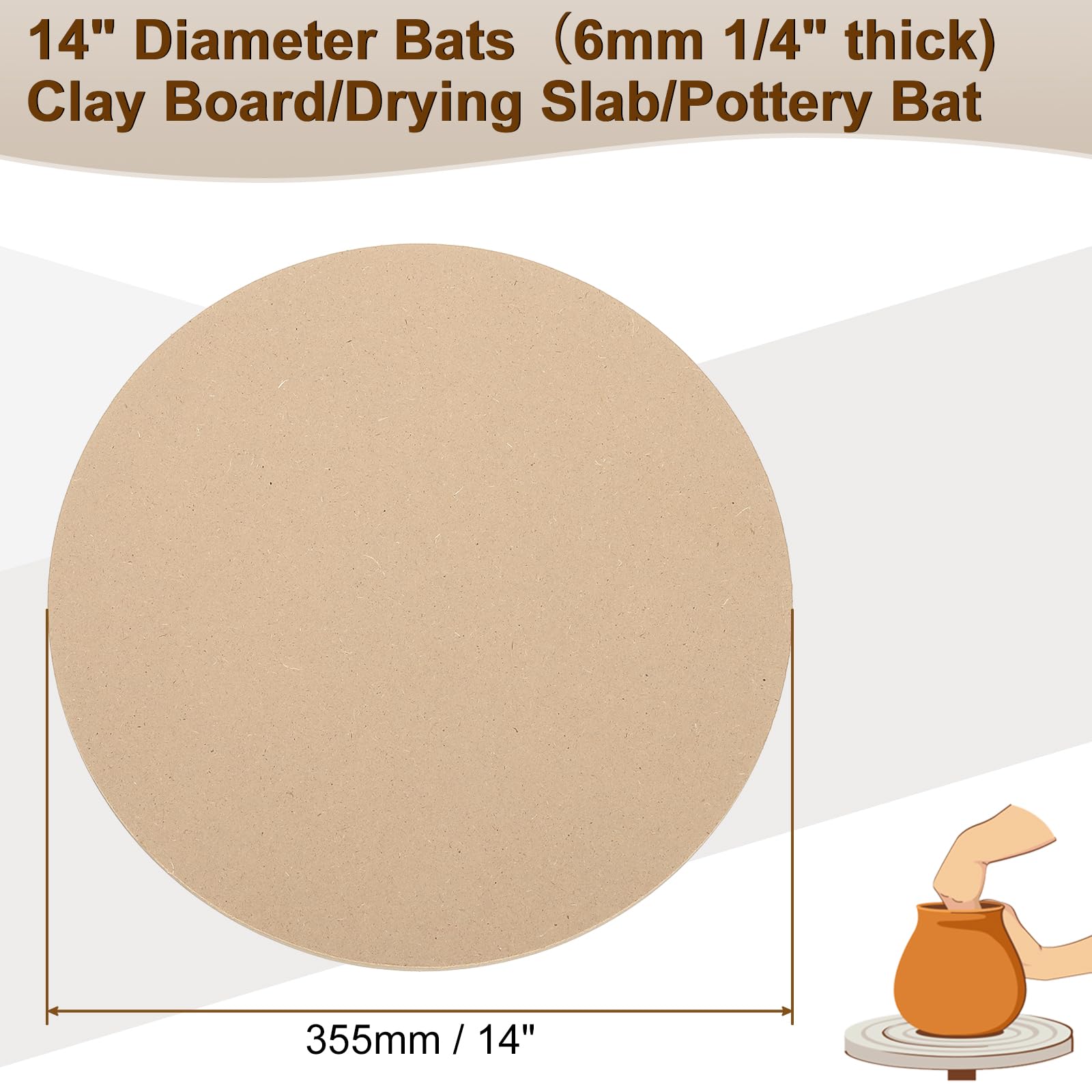 PATIKIL 8 Pack 14" 355mm OD Ceramic Drying Slab - Image 3
