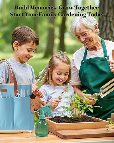 Miniatura 7 de VerdantVibes Juego de herramientas de jardín de 9 piezas, herramientas de mano de jardinería resistentes con agarres ergonómicos antideslizantes,