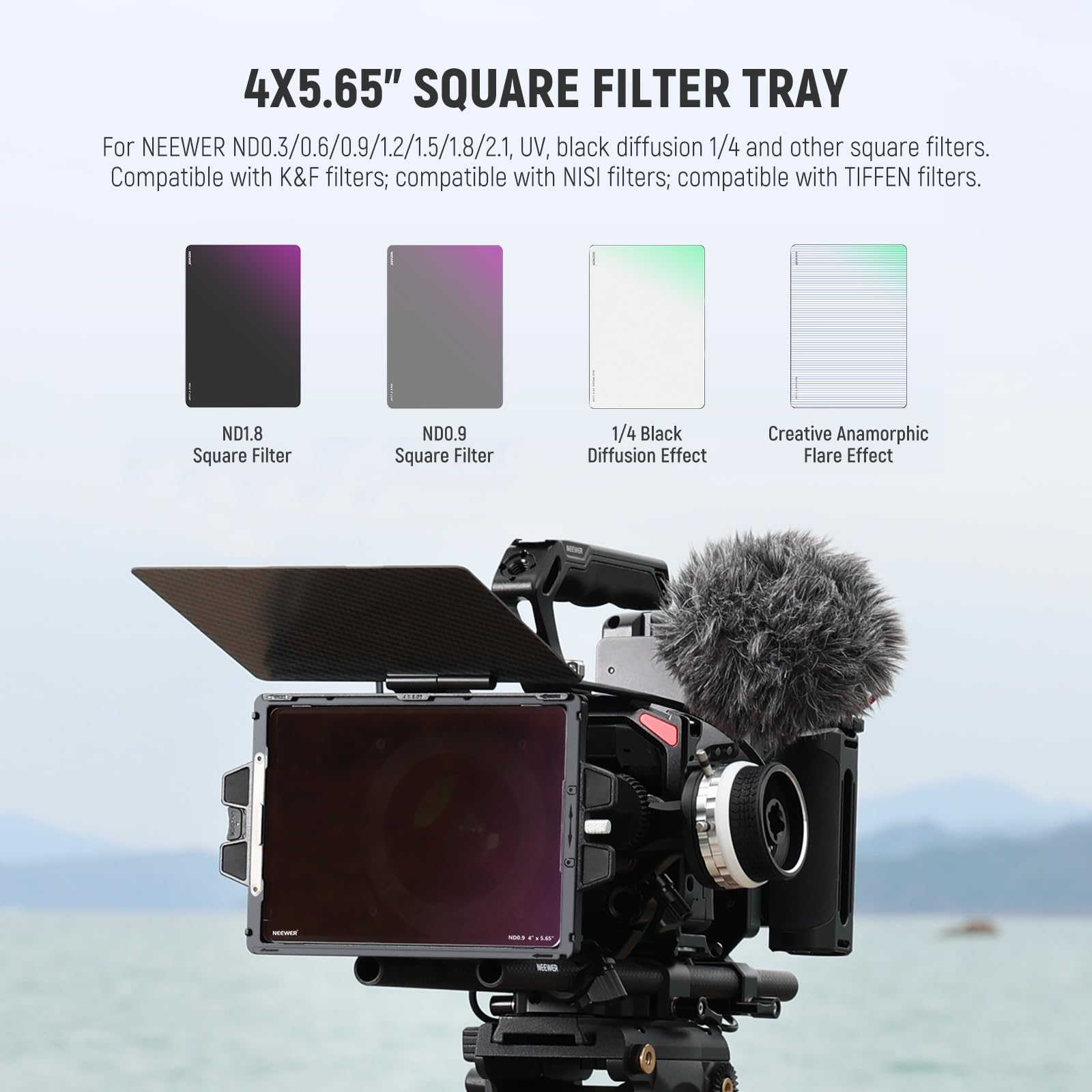 NEEWER Mini Matte Box Kit with 2x Square 4