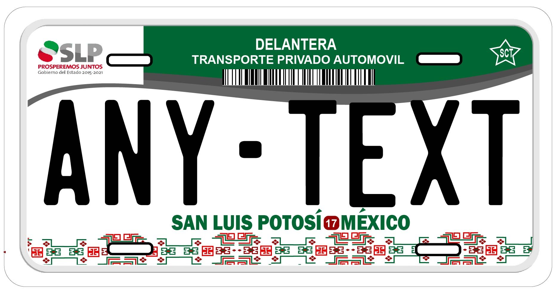 San Luis Potosi Mexico Placas License Plate