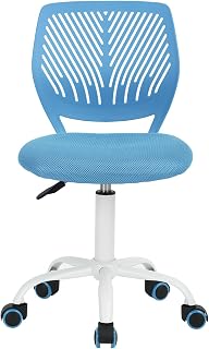 FurnitureR Silla de Gaming para niños, Silla de Oficina, Silla Gamer, Silla de Escritorio, diseño Moderno ergonómico, sin Brazos, Ajuste de Altura del Asiento, Ruedas de Goma, Azul M