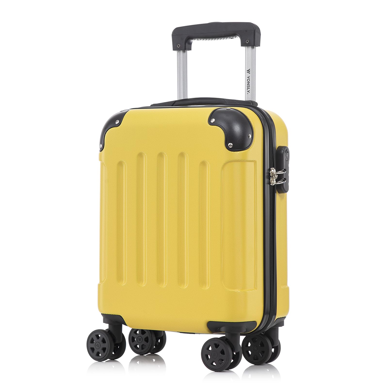 yonsly Koffer Suitcase, Trolley Reisekoffer, Rollkoffer Handgepäck mit 4 Rollen 360°, ABS Hartschalen, Sicherheitsschloss, Weicher Gummigriff, 210D-Futter