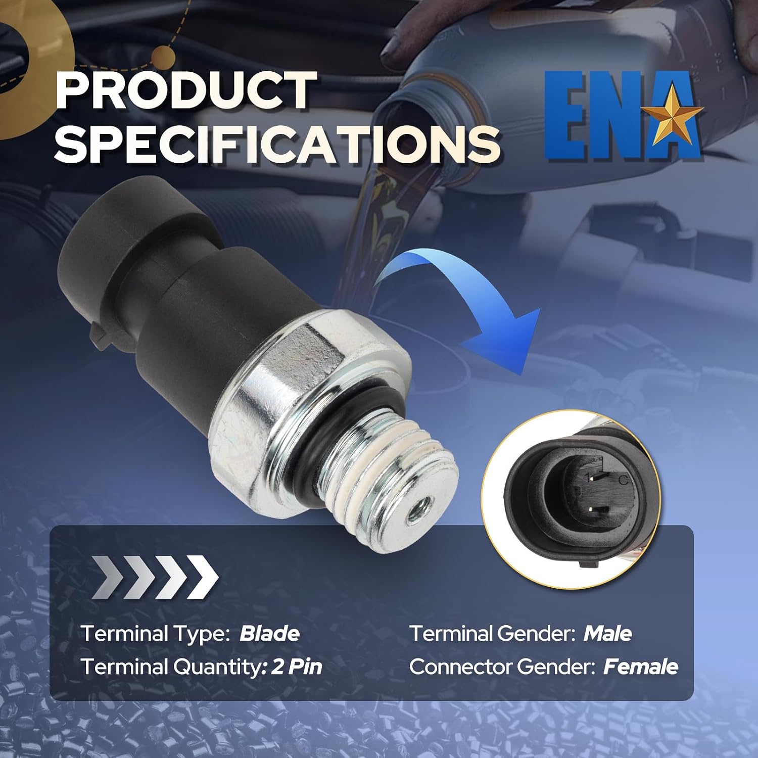 ENA Engine Oil Pressure Sensor Switch Compatible with Chevy Colorado Trailblazer GMC Acadia Envoy Buick Enclave Cadillac SRX Pontiac G6 2004 2005 2006 2007 2008 2009 Replacement for 12635957 PS310