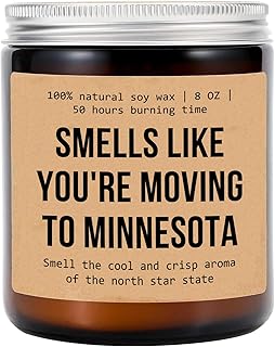 Smells Like You're Moving to Minnesota Candle - Minnesota Moving Gift - Minnesota Decoration Candle - Aromatherapy Glass Candle Jar - Non-Toxic Ingredients, 8oz, Lavender