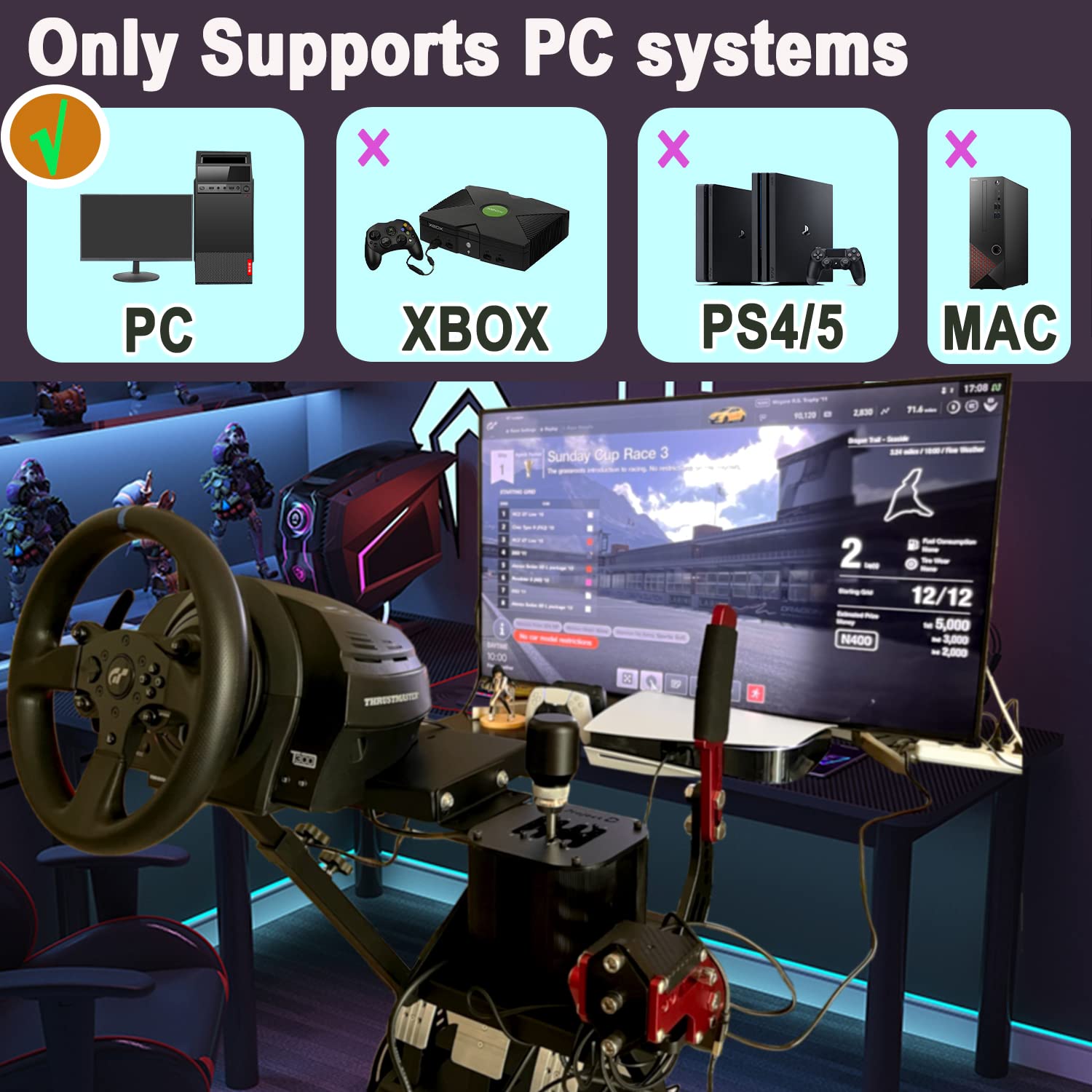 Nejoney USB Handbrake, PC Windows Gaming Peripherals for SIM Racing Games G25/G27/G29/T150/T300/T500 with Clamp (BLUE)