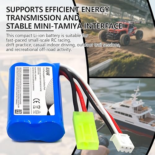 Miniatura 5 de Paquete de 4 baterías de iones de litio de 7.4 V 700 mAh con mini enchufe Tamiya y 2 cables de carga USB para autos RC escala 118 9310 9300 9301E