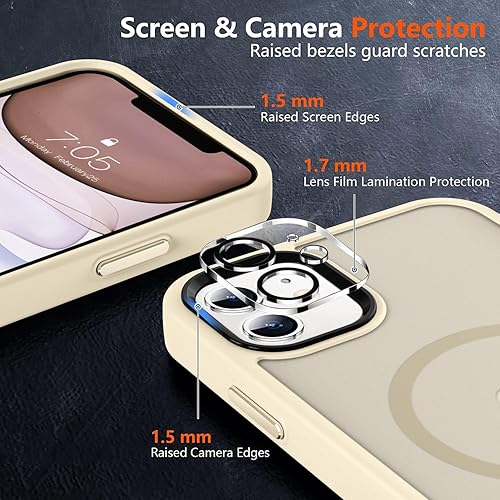 Vista 381 de MOCCA - Funda magnética resistente para iPhone 11 de 6.1 pulgadas, compatible con MagSafe, protector de pantalla de vidrio + protector de lente