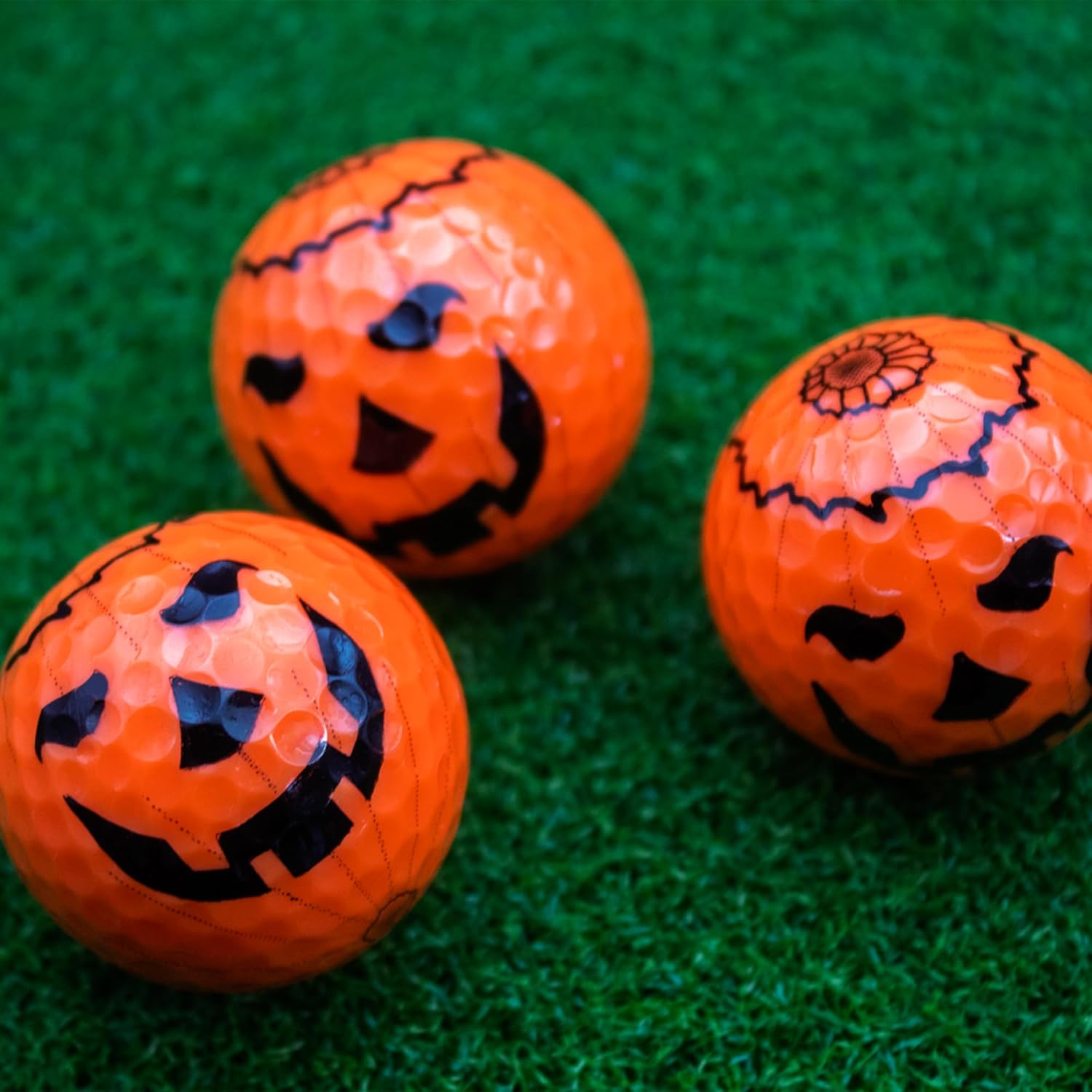 GBM Jack-O-Lantern Pumpkin Novelty Golf Balls – Halloween Themed Novelty Golf Balls with Detailed Spider Design for Tournaments, Events, League Play and Spooky Gifts, 12-Pack