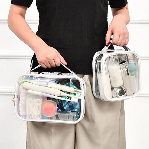 Miniatura 6 de Kawaii Milkshake Bunny - Neceser transparente para viajar, paquete de 2 bolsas de cosméticos de maquillaje con cremallera, bolsa de viaje para