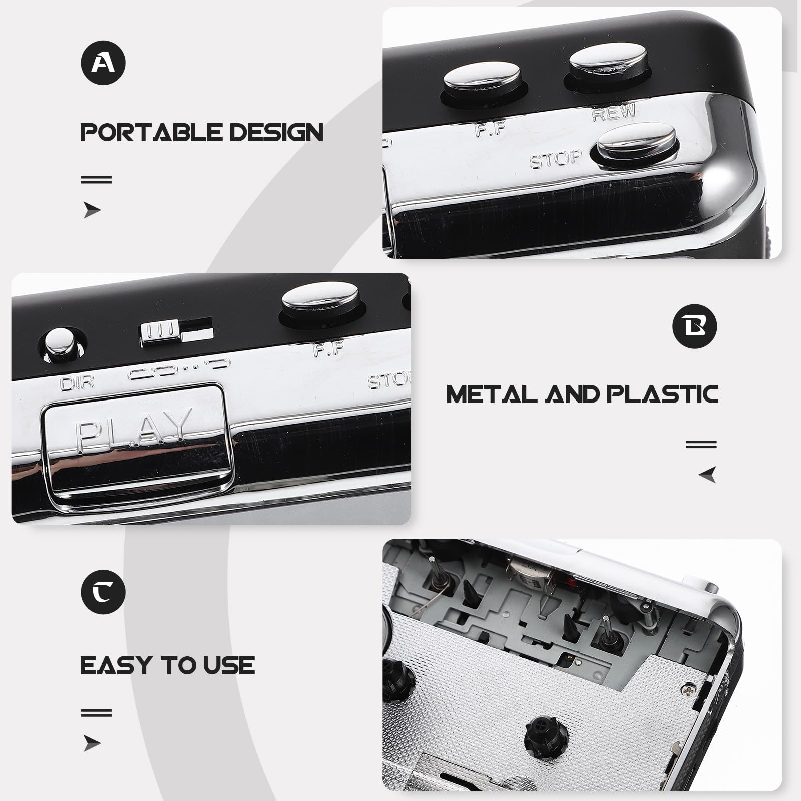 Convertitore Cassette USB Portatile Argento Design Compatto in Metallo e Plastica, Software per Conversione Cassette in Mp3 per Ascolto e Digitalizzazione Audio