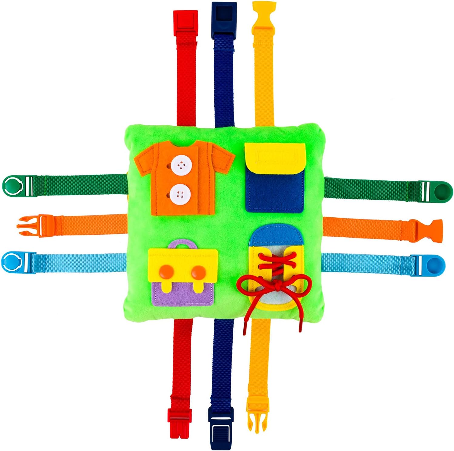 Busy Board - Sensory Activity Toy for Toddlers Developing Fine Motor Skills, Educational Toys for Learning to Dress and Numbers, Children's Basic Skills Board for Travel, Gift for Kids 12 Months+