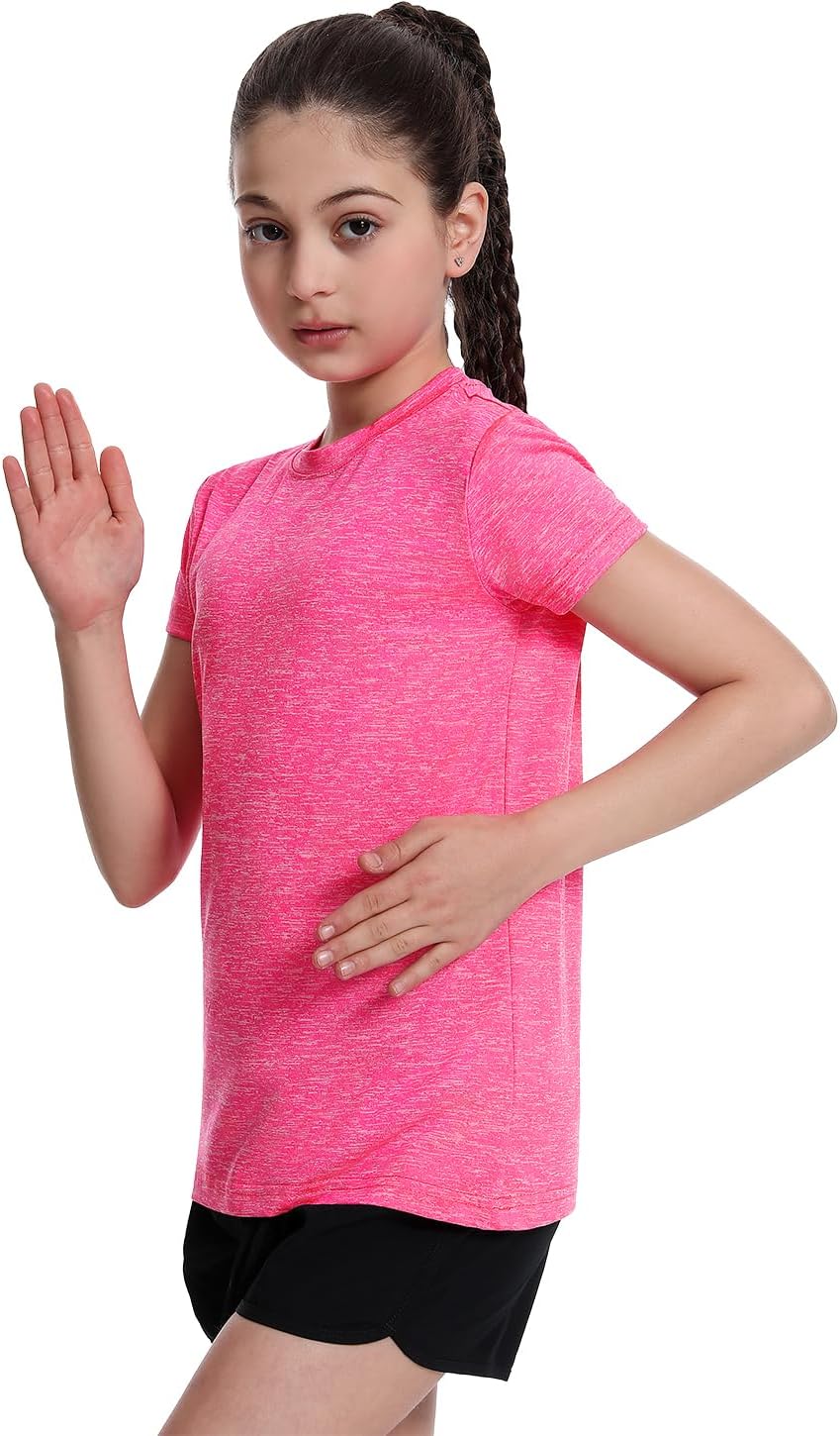 Star Vibe 5 Pack Girl's Shirts Athletic Short Sleeve Dry-Fit T-Shirts Crew Neck Active Sports Tops for Kids Teen 5-14 Years - Image 4
