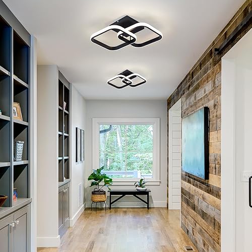 Miniatura 2 de CANEOE Lámpara de techo LED, 4500 K, moderna lámpara de pasillo, iluminación de techo, cuadrado negro, cerca de techo, para baño, dormitorio,