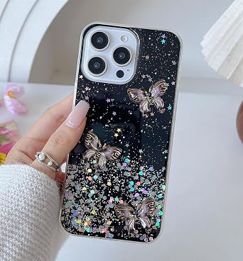 for Samsung Galaxy A10S Bling Case Luxury for Women Girls Kids Design Glitter Cute Slim Clear 3D Gold Butterfly Protective Silicone Cover Phone Skin,Black