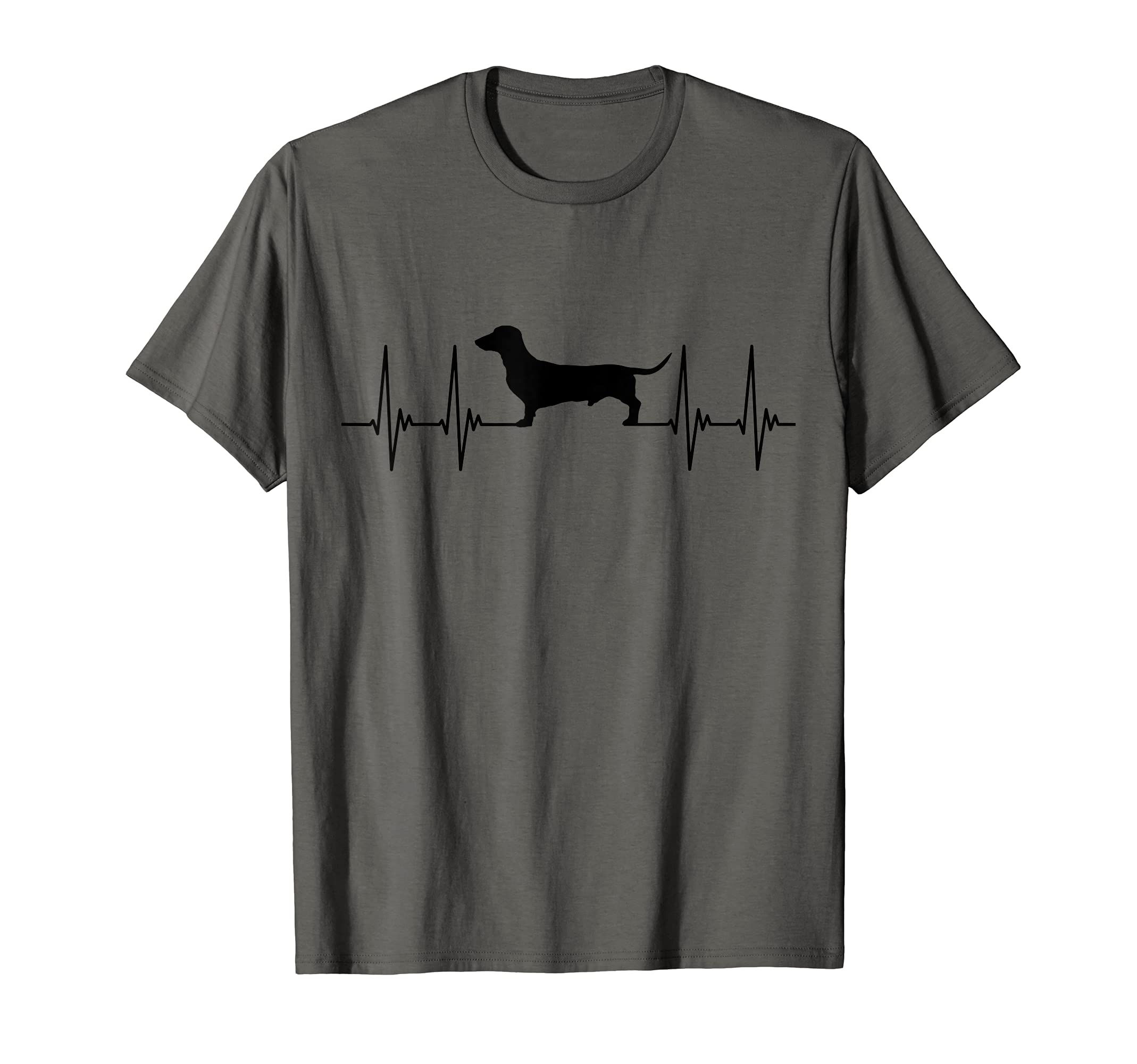 Dog, dachshund, pulse, ecg, heartbeat, animals, heart, pet T-Shirt, Grey