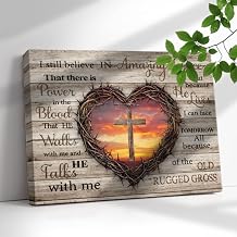 I Still Believe In Amazing Grace Cross Wall Art Home Decor, Bible Verse Canvas Wall Art Decor,Wooden Cross Canvas,Jesus Art Painting Gift For Home Bedroom Living Room 12x16