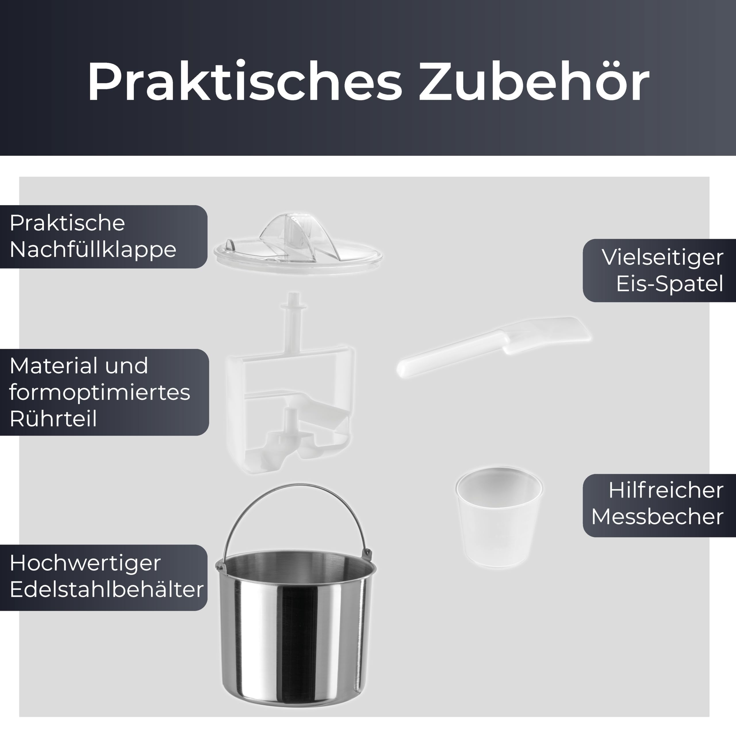 KLAMER 2-in-1 Eismaschine & Joghurtbereiter 2 L, 180 W Eiscrememaschine aus Edelstahl mit Kühl- und Heizfunktion, hausgemachtes Speiseeis mit selbstkühlendem Kompressor, mit digitalem Rezeptbuch