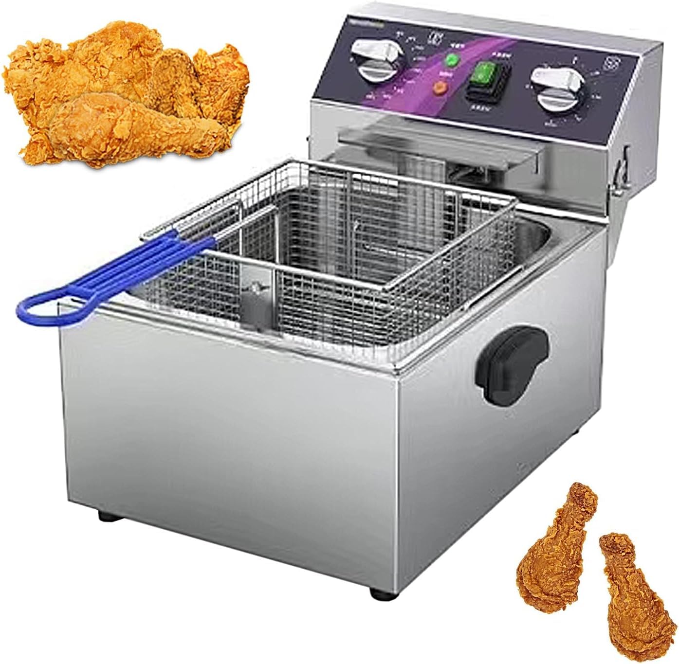Friggitrice elettrica con Timer Regolabile e Controllo della Temperatura, Ideale per Uso Domestico e Commerciale, Perfetta per Patatine Fritte croccanti, Pollo, PE,28 * 44 * 31.5cm