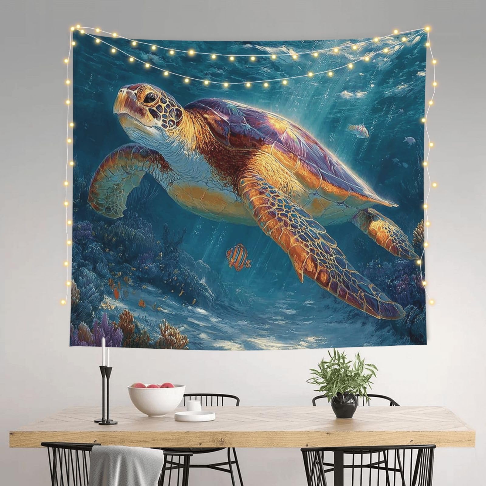 LXCNQFN Tapestry 130 W X 152 L CM Wall Hanging for Living Room Sea Turtle print Tapestry Modern Wall Art Wall Blanket Aesthetic Tapestrys Indoor Outdoor Tapestries for Bedroom Dorm