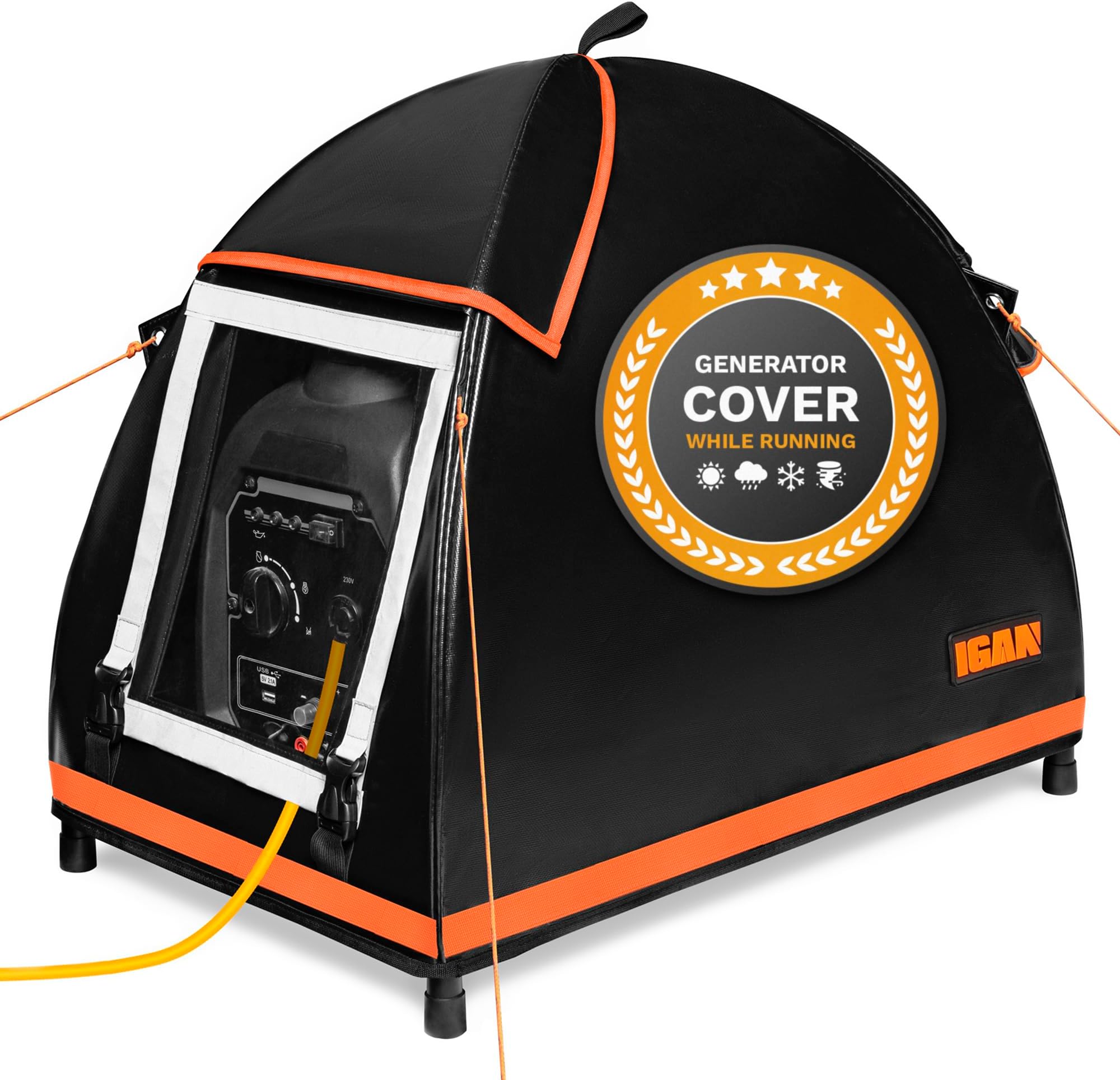 IGAN Small Inverter Generator Tent Cover Compatible with Honda and Most 1000~2300W Generators Portable Outdoor Tarpaulin for All Seasons Orange