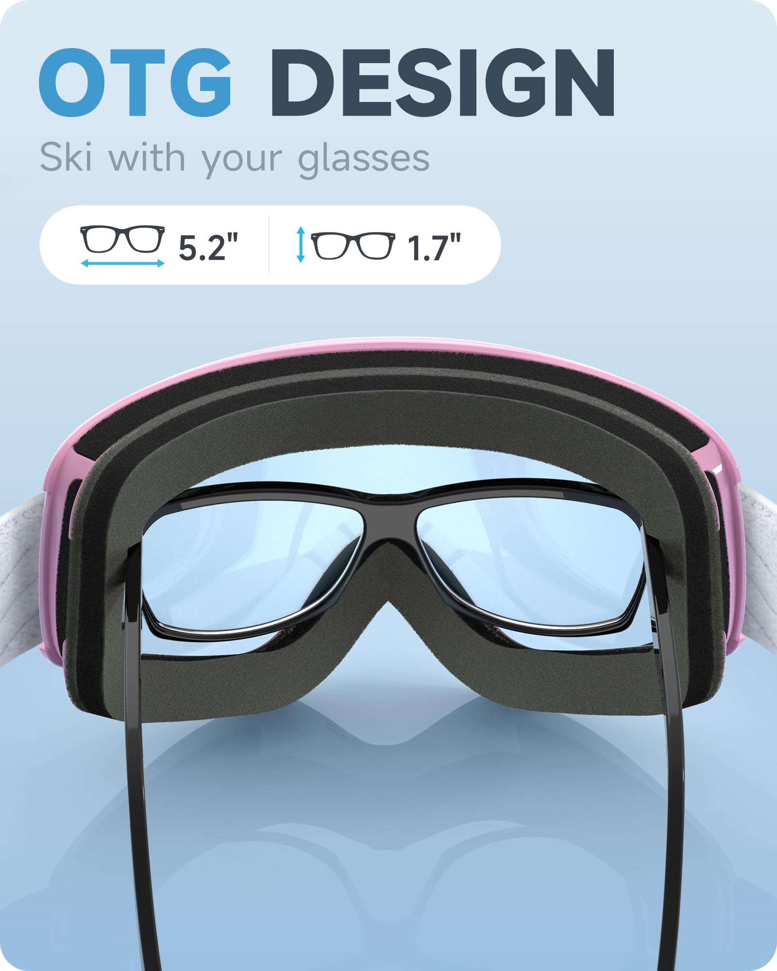 Findway Maschera da Sci Bambino 5~16 Anni Occhiali da Sci Maschera Sci Bambino Occhiali Sci OTG per Ragazzo Ragazza Anti UV Anti Nebbia Compatibile con Casco per Sci Snowboard Sport Invernali