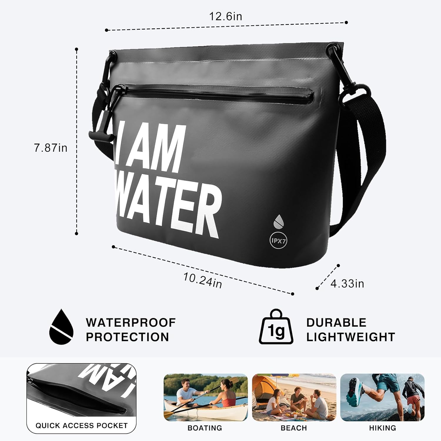 6L Water-Resistant Travel Pouch, Splashproof Zipper Toiletry Bag, Lightweight Splash-Resistant Organizer