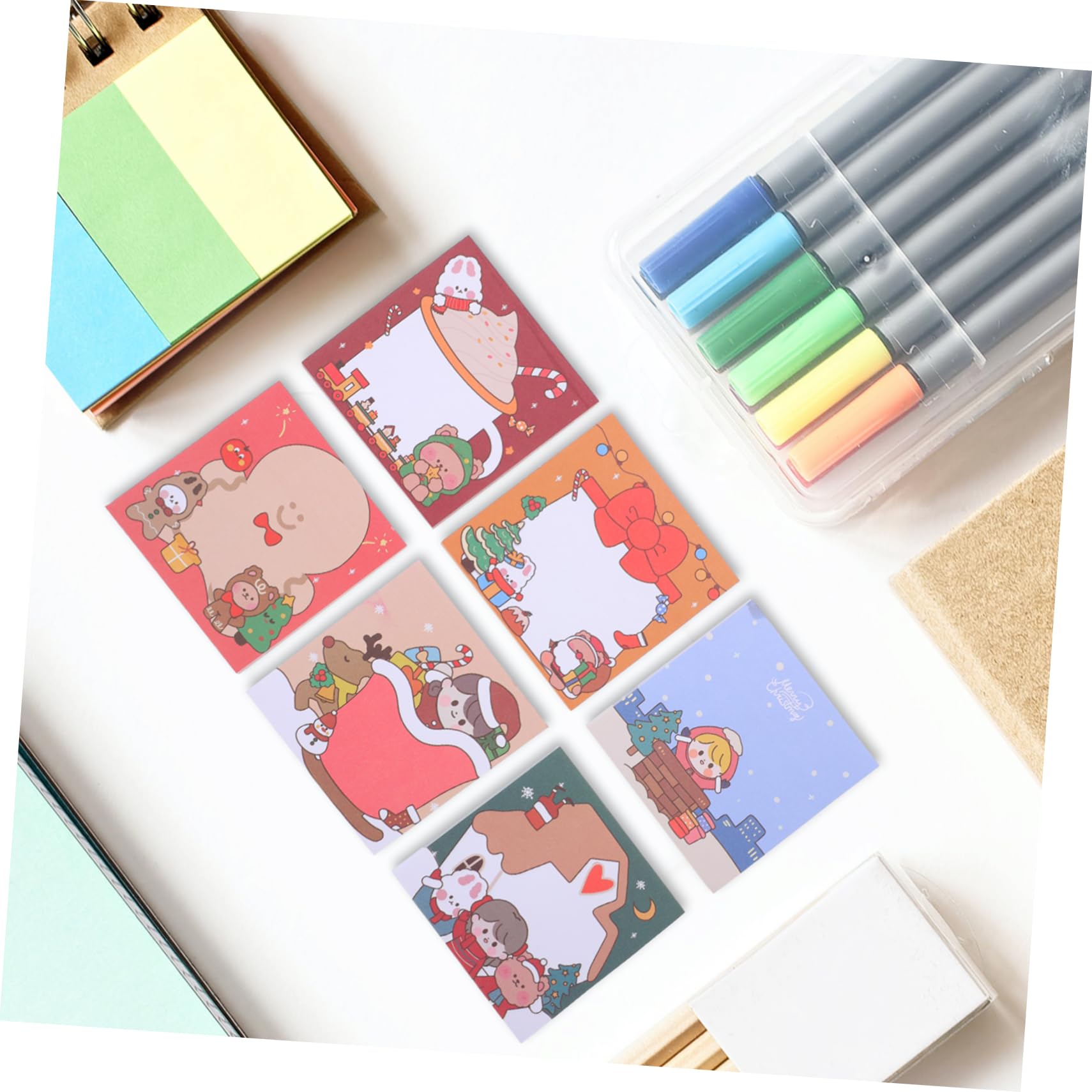 3 Sets Festliches Weihnachts-kawaii-briefpapier Selbstklebende Memo-notizen Glattes Schreiben Für Das Bürostudium 12 Stück * 3