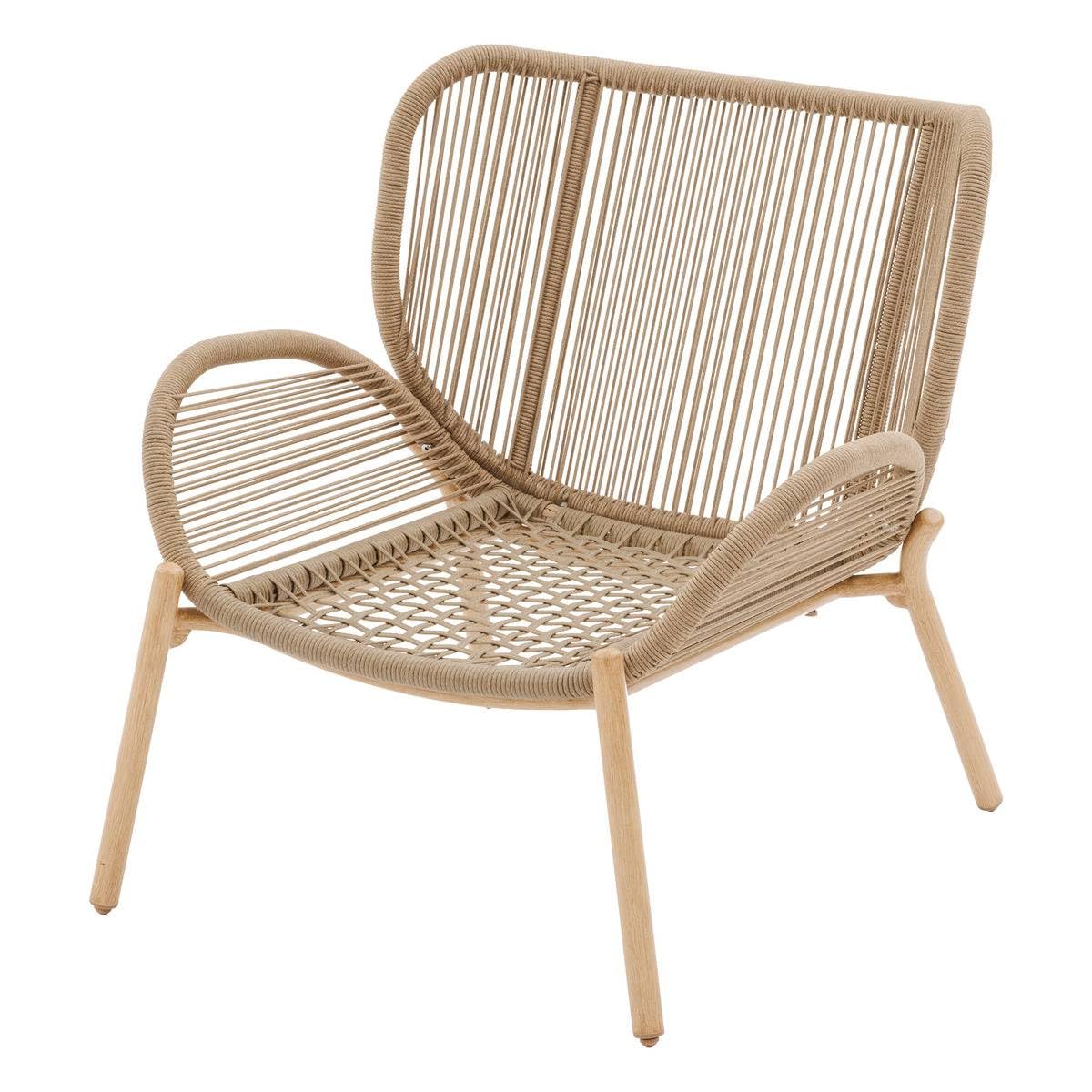 Hespéride – Meloane Beige Gartenliegestuhl – Rostfreier Epoxidstahl & gewebtes Kunstharz in Tweed-Optik – Wasserabweisende Kissen – Outdoor-Stuhl für Terrasse, Balkon und Patio
