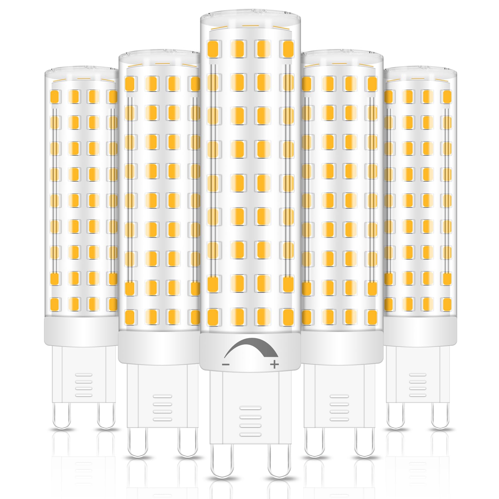 TZHILAN G9 LED Bulbs 9W Warm White 3000K,Dimmable Equivalent to 80W G9 Halogen Lamp, 880LM 220V-240V, for Chandelier, Floor Lighting, Ceiling Lights, 5-Pack