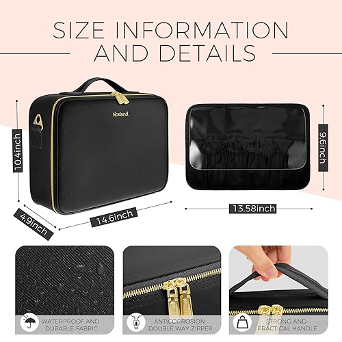 Miniatura 2 de Estuche de maquillaje de viaje, bolsa de maquillaje de viaje con espejo iluminado, bolsa de maquillaje portátil, organizador de 3 ajustes de color,