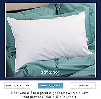 Vista 2 de Elite Medium 600 Fill Power Down Pillow, soporte ideal para personas que duermen de espalda, tamaño Queen, color blanco