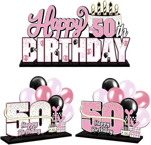 Miniatura 169 de LINGTEER Juego de centros de mesa de acrílico azul con texto en inglés «Happy 100th Birthday» – Decoración de regalo de fiesta de cumpleaños número