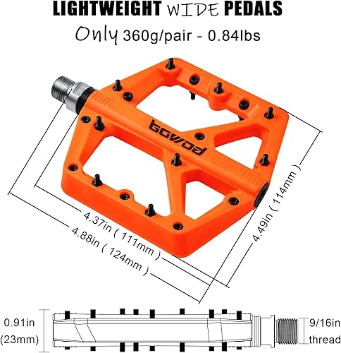 Miniatura 5 de Pedales MTB, pedales grandes para bicicleta de montaña, pedales de plataforma de bicicleta compuestos de fibra de nailon ligero, pedales de agarre